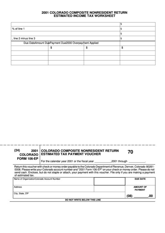 Form 106-Ep - Colorado Composite Nonresident Return Estimated Tax Payment Voucher - 2001 Printable pdf