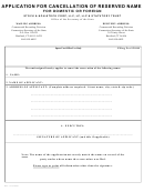 Application For Cancellation Of Reserved Name For Domestic Or Foreign - Connecticut Secretary Of The State