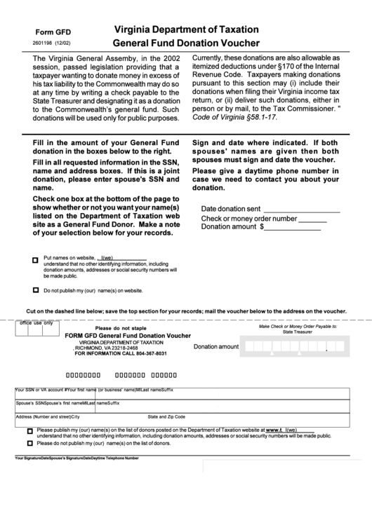 Form Gfd - General Fund Donation Voucher 2002 Printable pdf