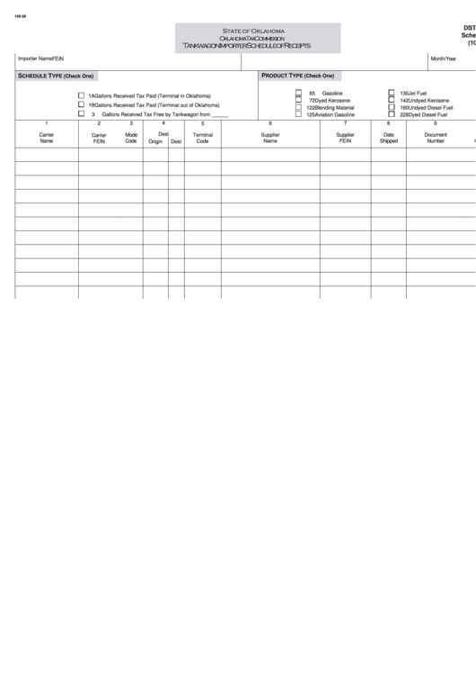Form Dst-217 - Schedule 1 - Tankwagon Importer Schedule Of Receipts Printable pdf