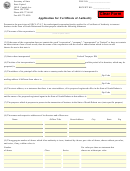 Application For Certificate Of Authority Form - Secretary Of State