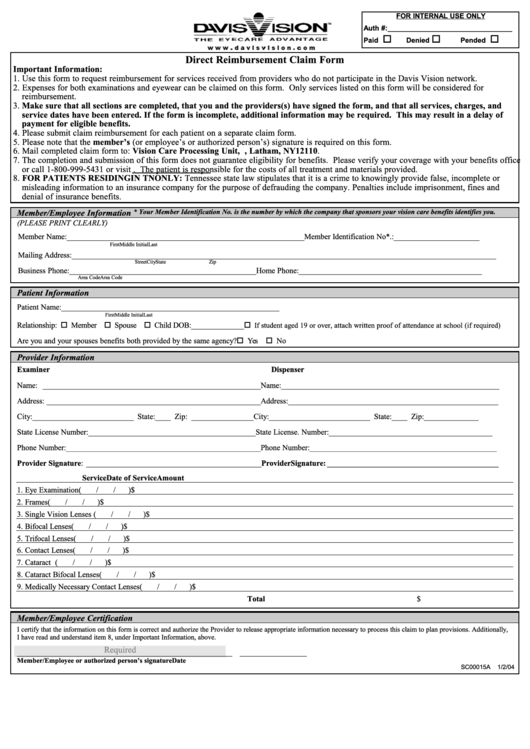 form-sc00015a-direct-reimbursement-claim-form-2004-printable-pdf