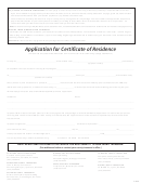 Application For Certificate Of Residence Form