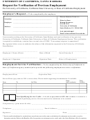 Request For Verification Of Previous Employment Form - University Of California