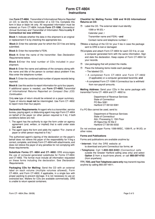 Form Ct-4804 - Instructions Printable pdf