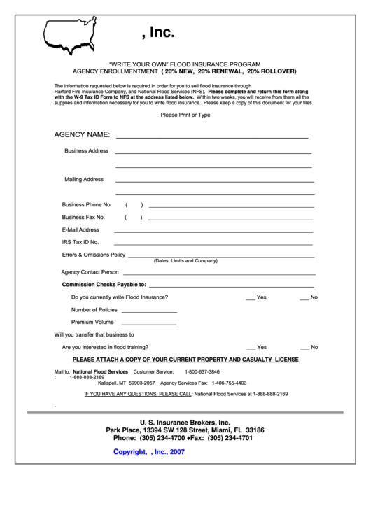 U.s. Insurance Brokers Form Printable pdf