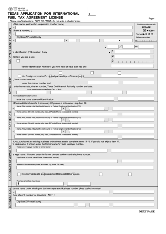 Fillable Form Ap-170-2- Texas Application For Prepaid Fuels Tax Permit / Decal - 2005 Printable pdf
