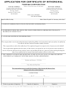 Application For Certificate Of Withdrawal Foreign Corporation Form - Connecticut Secretary Of The State