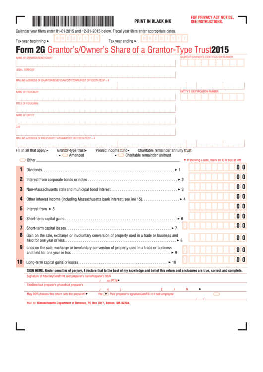 Form 2g - Grantor'S/owner'S Share Of A Grantor-Type Trust - 2015 ...