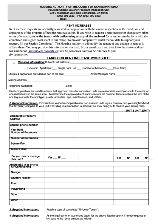 Rent Increase Request-Notice Of Change Of Terms Of Tenancy-Form Printable pdf