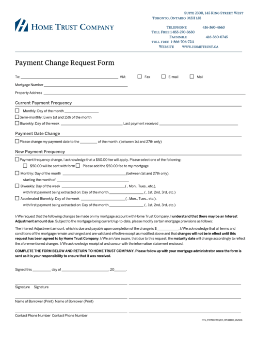 Payment Change Request Form