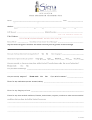 Client Information And Consultation Form - Siena Massage Printable pdf