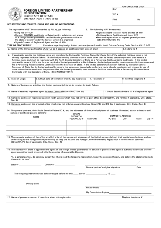 Foreign Limited Partnership Registration Form Printable pdf