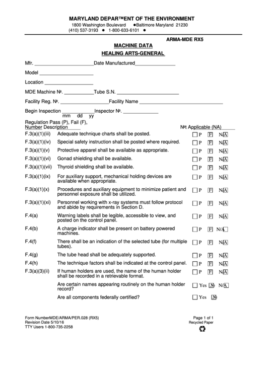 Fillable Form Rx5 - Machine Data Healing Arts-General Printable pdf