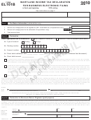 Form El101b Draft - Maryland Income Tax Declaration For Business Electronic Filing - 2010