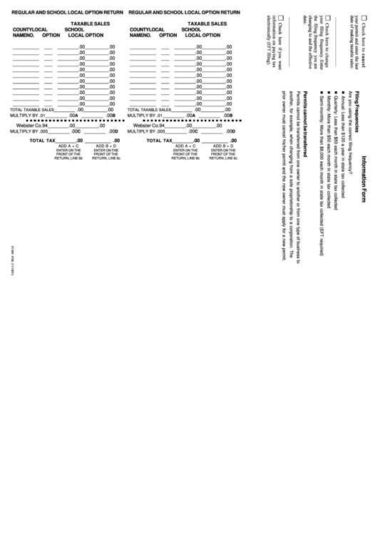 Form 31-004 Rf10b - Regular And School Local Option Return, Sales Tax Return Instructions Printable pdf