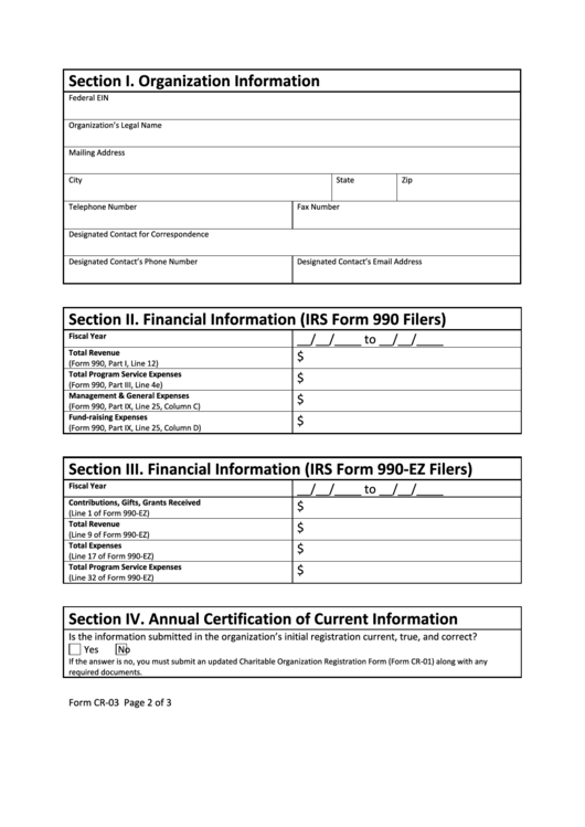 Fillable Form Cr-03 - Annual Financial Reporting Form - Arkansas Printable pdf