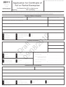 Maryland Form Mw506ae Draft - Application For Certificate Of Full Or Partial Exemption - 2011