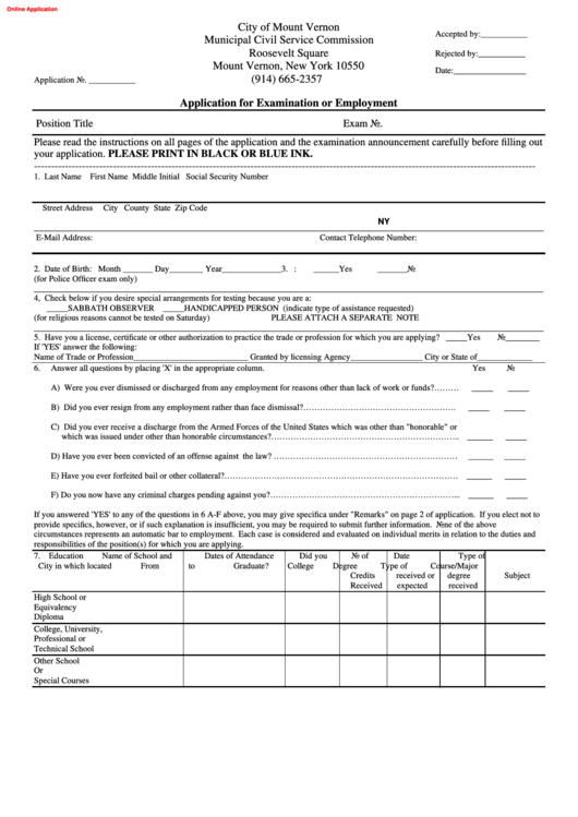 Fillable General Employment Application Form Printable pdf