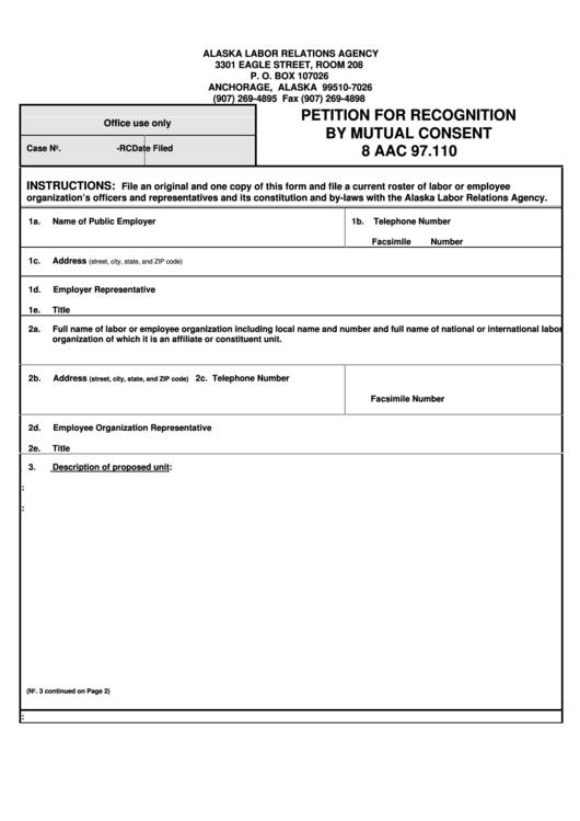 Petition For Recognition By Mutual Consent Form Printable pdf
