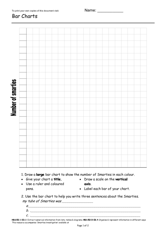 Bar Graph Worksheet For Smarties Investigation Printable pdf