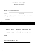 Sample Evaluation Form To Be Used As A Guide Only