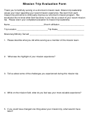 Mission Trip Evaluation Form Printable pdf