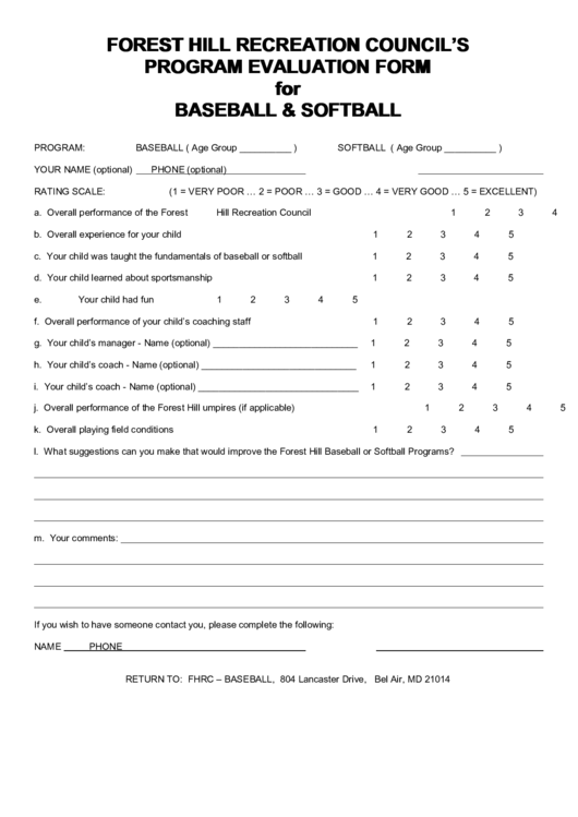 Baseball Tryout Printable Baseball Evaluation Form 6926