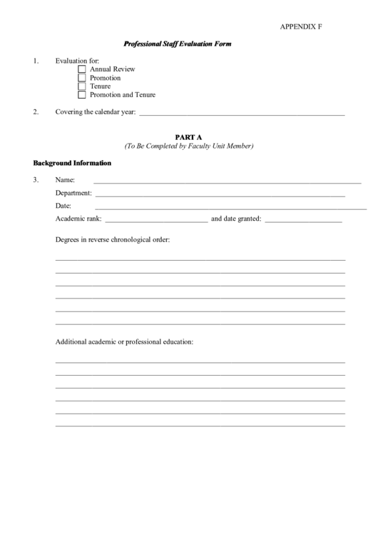Professional Staff Evaluation Form Printable pdf