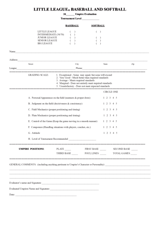 Pdf Printable Baseball Evaluation Form Printable Templates