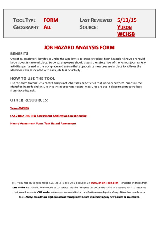 Job Hazard Analysis Form