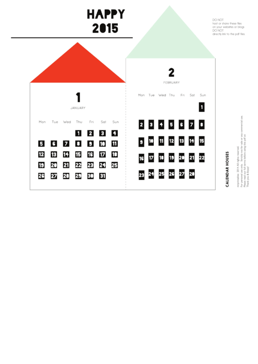 2015 Monthly Calendar Template Printable pdf