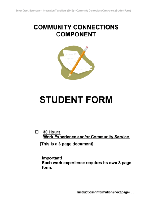 Student Volunteer Hours Form printable pdf download