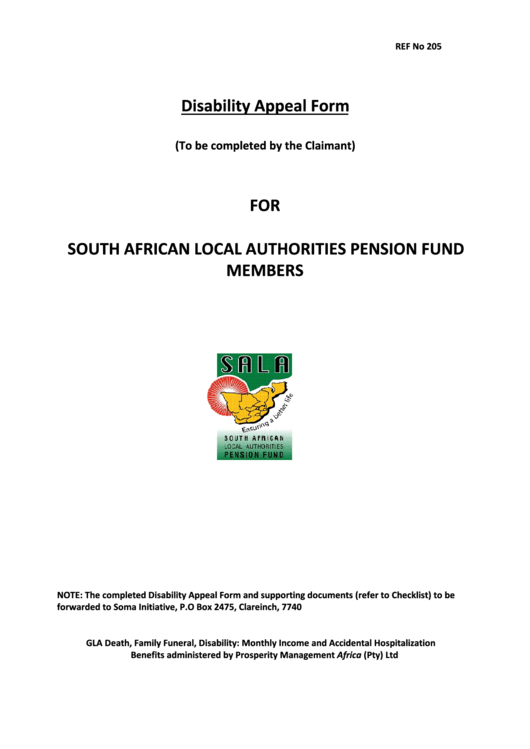 Disability Appeal Form For South African Local Authorities Pension Fund Members Printable pdf