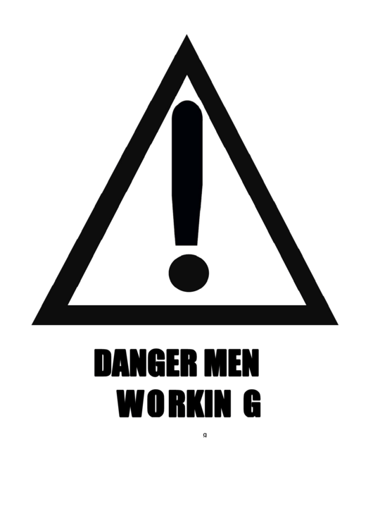 Danger Men Working Sign Template Printable pdf
