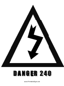 Danger 240 Sign Template