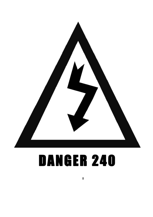 Danger 240 Sign Template Printable pdf