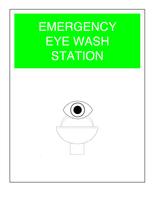 Emergency Eye Wash Station Sign Template
