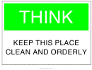 Safety Sign Template: Clean And Orderly