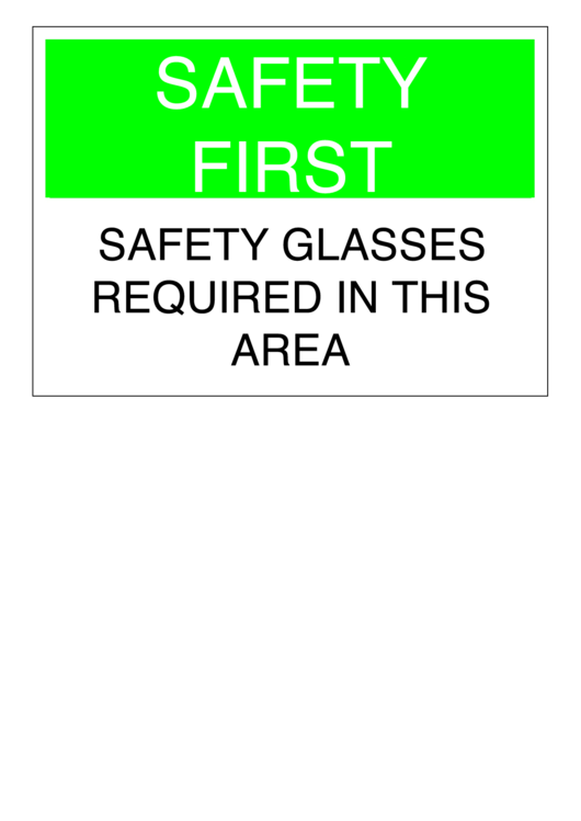 Safety First Sign Template Printable pdf