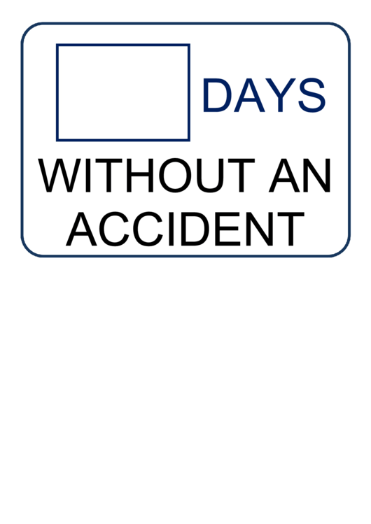 Days Without An Accident Sign Template Printable pdf