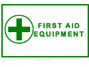 First Aid Equipment Sign Template