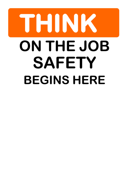 Think (On The Job Safety) Sign Template Printable pdf