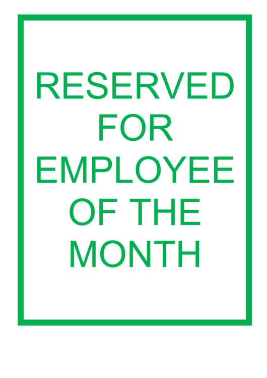 Reserved For Employee Of The Month Sign Template Printable pdf