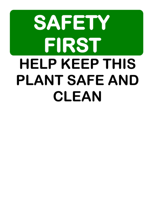 Safety First Sign Template Printable pdf