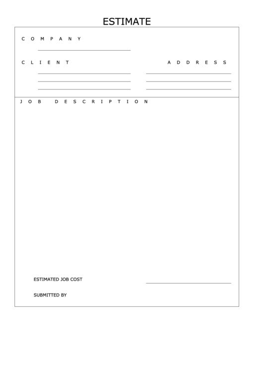 Estimate Form Printable pdf