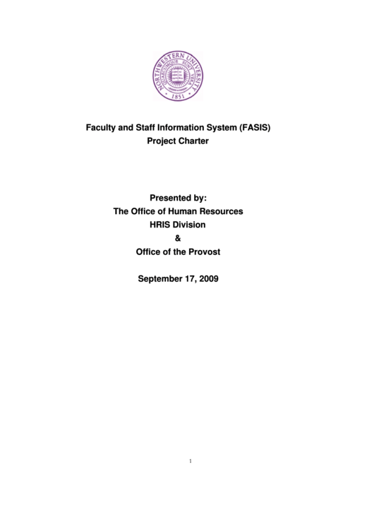 Faculty And Staff Information System (Fasis) Project Charter Printable pdf
