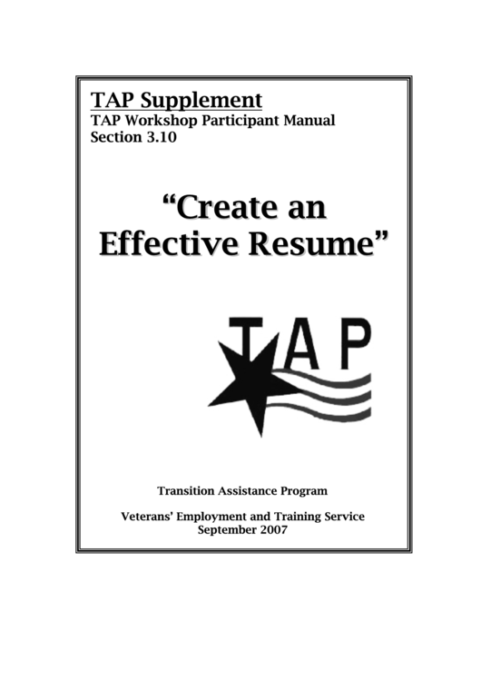 Create An Effective Resume Printable pdf