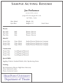 Sample Acting Resume Template