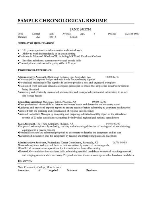 chronological resume meaning